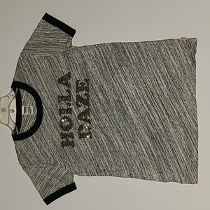 PINK VICTORIA'S SECRET Gray Short Sleeve Tee Shirt Bling "HOLLA DAZE" Size Small